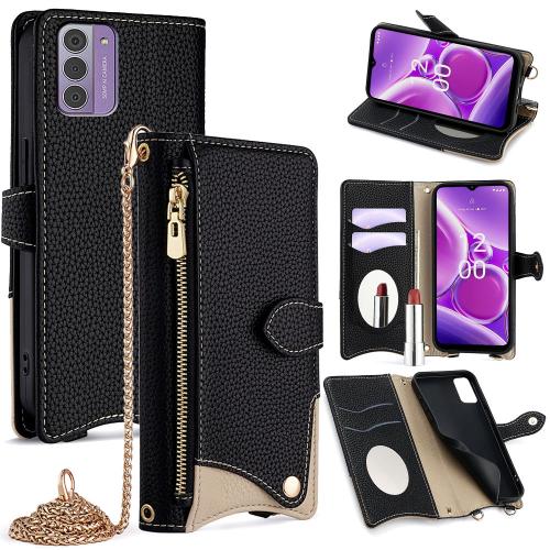 

For Nokia G42 / G310 Crossbody Chain Fishtail Litchi Leather Phone Case(Black)