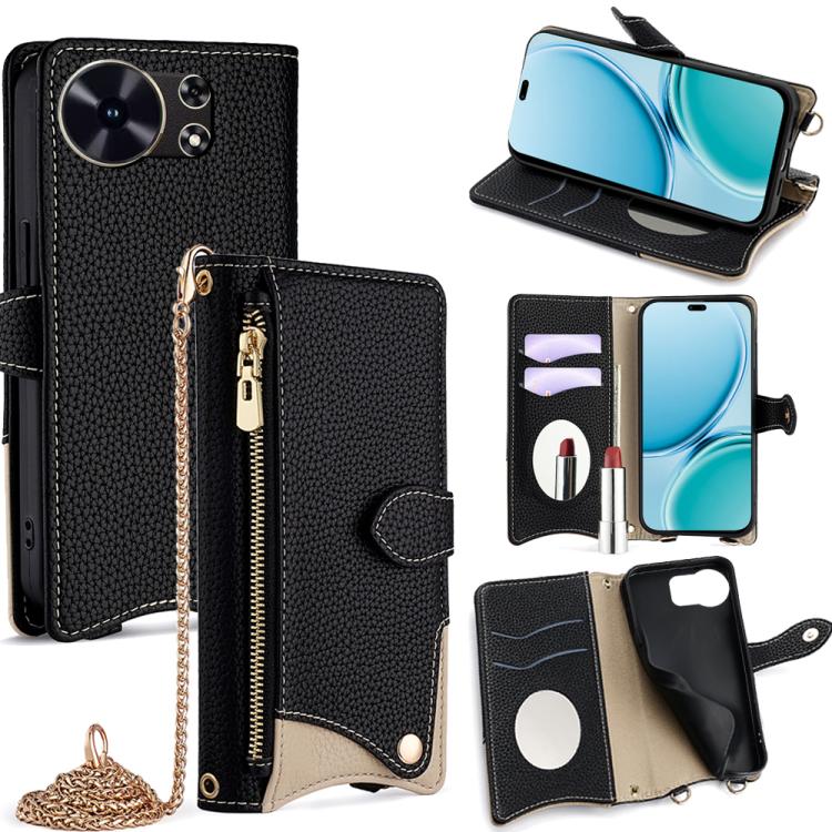 

For Huawei Maimang 40 5G Crossbody Chain Fishtail Litchi Leather Phone Case(Black)