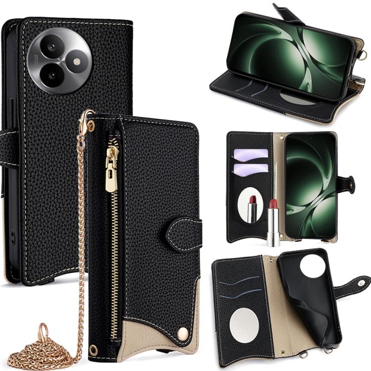 

For Redmi K80 Ultra Crossbody Chain Fishtail Litchi Leather Phone Case(Black)