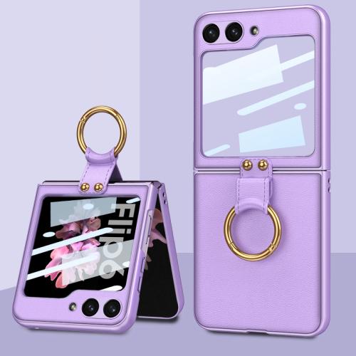 

For Samsung Galaxy Z Flip6 GKK Integrated Ultra-thin Leather Phone Case with Ring Holder(Purple)