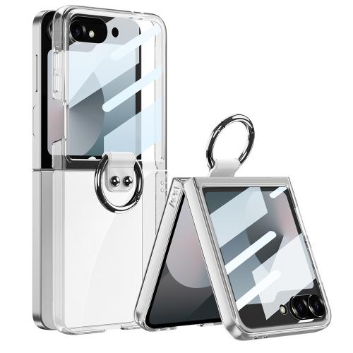 

For Samsung Galaxy Z Flip6 GKK Integrated Large Window PC Ring Holder Phone Case(Transparent)