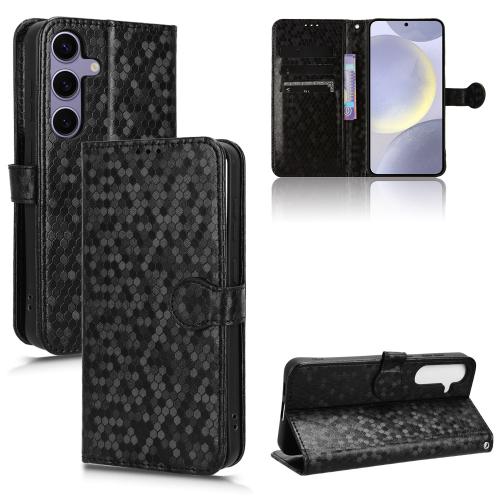 

For Samsung Galaxy S25 5G Honeycomb Dot Texture Leather Phone Case(Black)