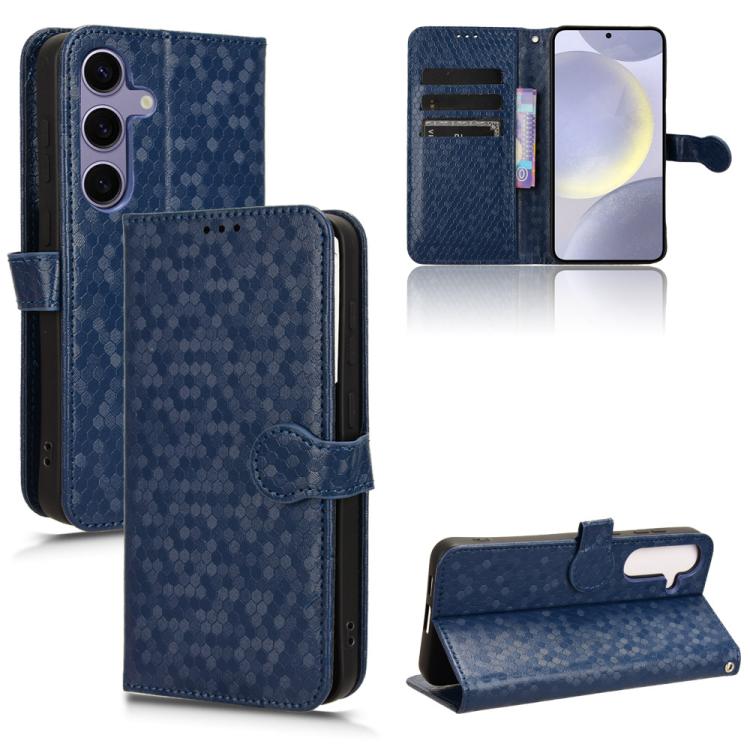 

For Samsung Galaxy S25+ 5G Honeycomb Dot Texture Leather Phone Case(Blue)