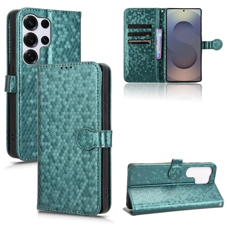 

For Samsung Galaxy S25 Ultra 5G Honeycomb Dot Texture Leather Phone Case(Green)