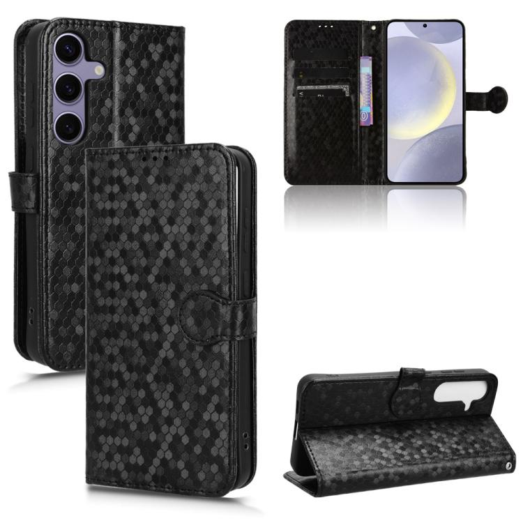 

For Samsung Galaxy S25 FE 5G Honeycomb Dot Texture Leather Phone Case(Black)