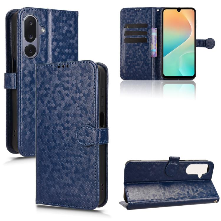 

For Samsung Galaxy M36 5G Honeycomb Dot Texture Leather Phone Case(Blue)