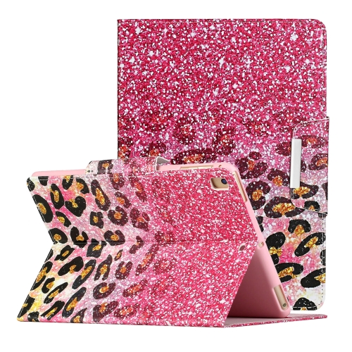 

For iPad 10.2 Painted Pattern Horizontal Flip Leather Case with Holder(Leopard Powder Sand)