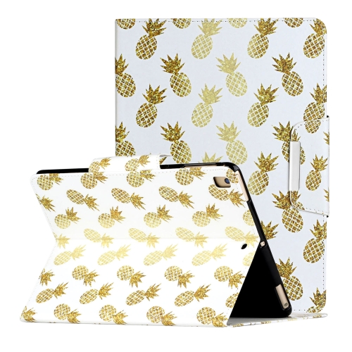 

For iPad 10.2 Painted Pattern Horizontal Flip Leather Case with Holder(Pineapple)