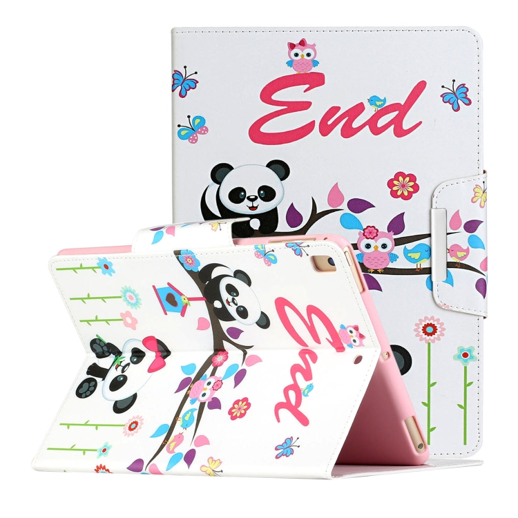

For iPad 10.2 Painted Pattern Horizontal Flip Leather Case with Holder(Panda)