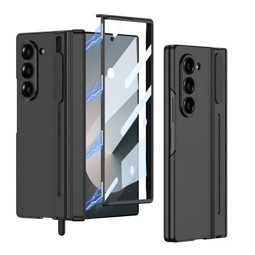 

For Samsung Galaxy Z Fold6 GKK Integrated Magnetic Folding Hinge Adjust Gear Phone Case with Pen Slots(Black)