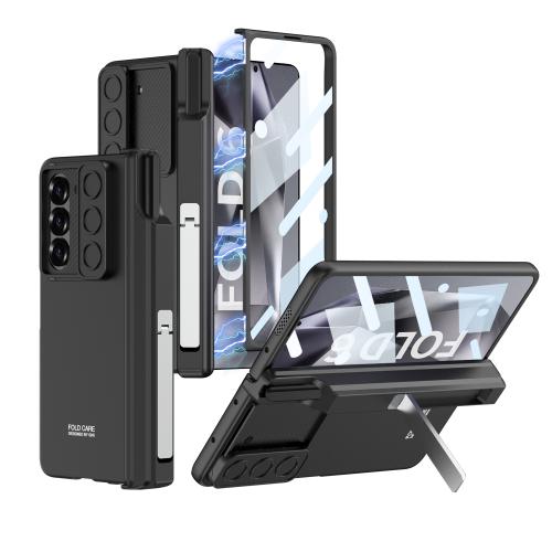 

For Samsung Galaxy Z Fold6 GKK Integrated Magnetic Folding Hinge Sliding Lens Cover Phone Case with Pen Slots(Black)