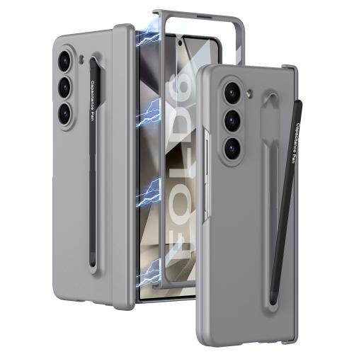 

For Samsung Galaxy Z Fold6 GKK Magnetic Integrated Phone Case with Pen Slots, Include Pen(Mountain Gray)