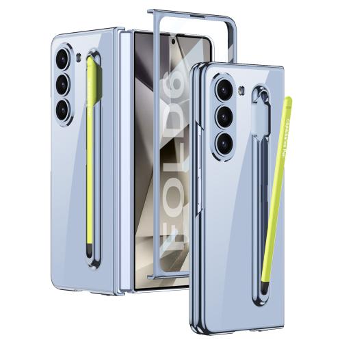 

For Samsung Galaxy Z Fold6 GKK Integrated PC Phone Case with Pen Slot, Include Pen(Blue)