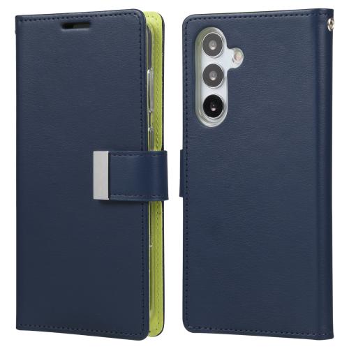 

For Samsung Galaxy S25 5G GOOSPERY RICH DIARY Crazy Horse Texture Leather Phone Case(Blue)