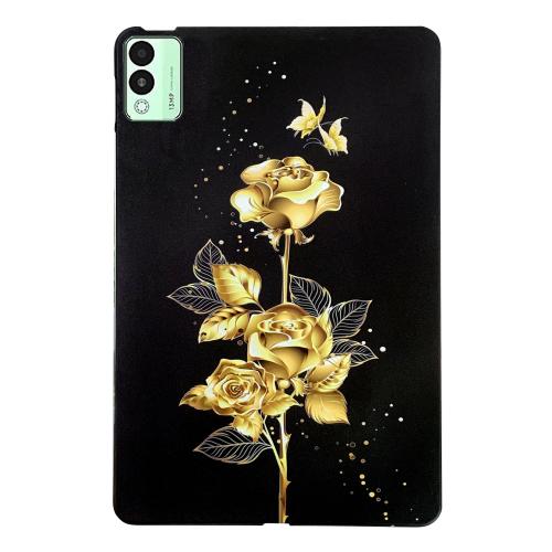 

For Tecno Megapad 11 Color Painting Pattern Smart Tablet TPU Case(Golden Rose)