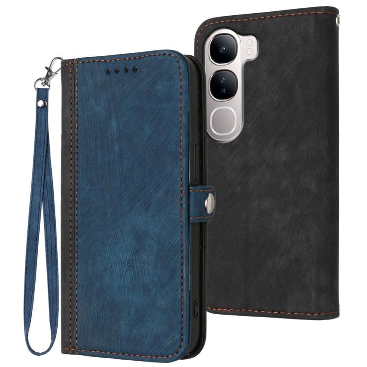 

For vivo Y31 5G 2025 Side Buckle Double Fold Hand Strap Leather Phone Case(Royal Blue)