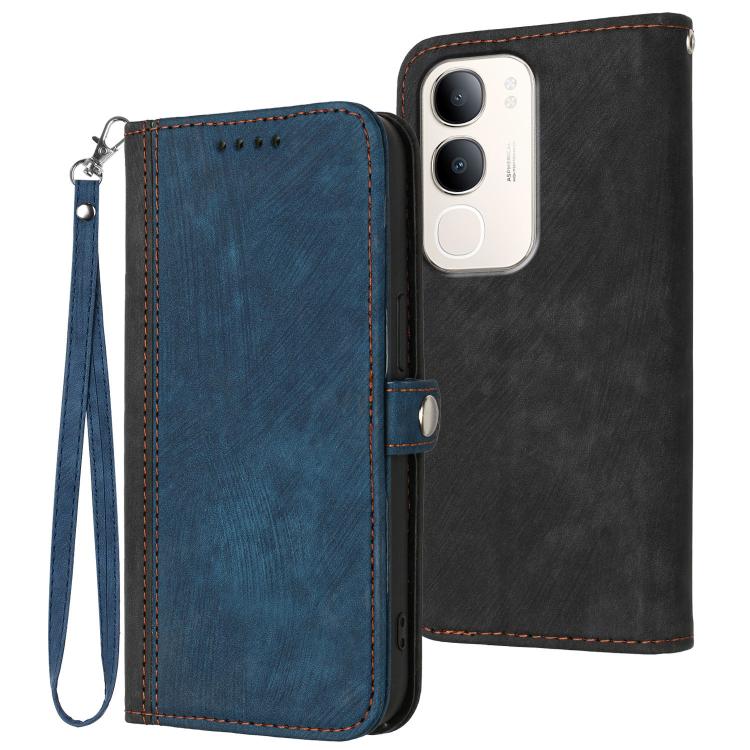 

For vivo Y37t / Y50s / Y50e 5G Side Buckle Double Fold Hand Strap Leather Phone Case(Royal Blue)
