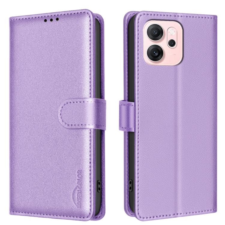 

For OPPO Reno14 F 5G Litchi Texture RFID Anti-theft Leather Phone Case(Purple)