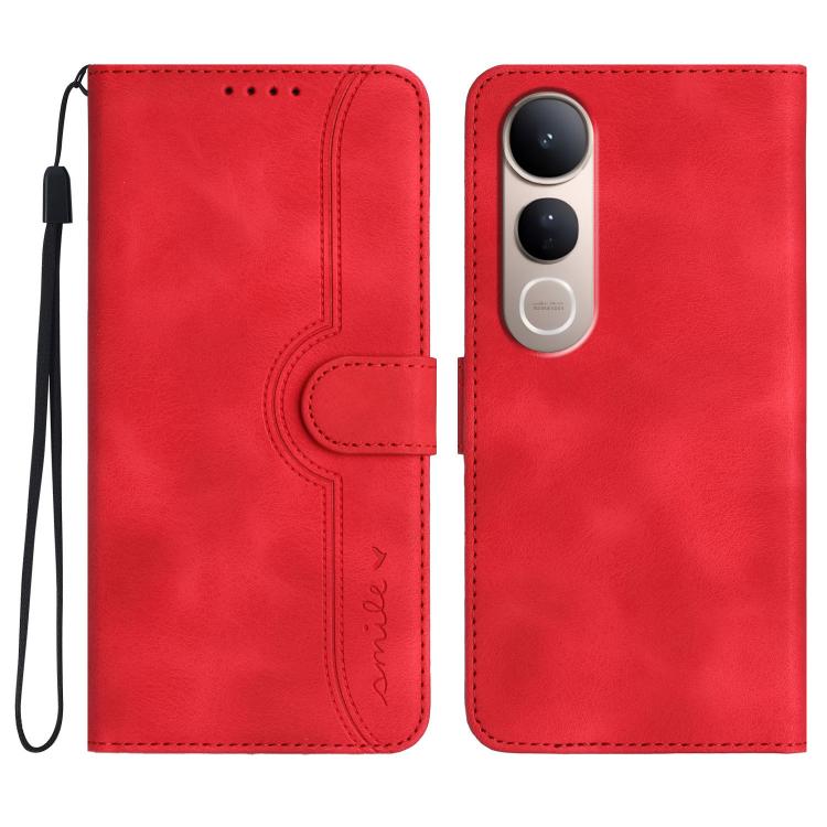 

For vivo V50 Lite 4G / 5G Heart Pattern Skin Feel Leather Phone Case(Red)