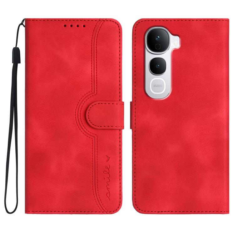 

For vivo Y400 Pro 5G Heart Pattern Skin Feel Leather Phone Case(Red)