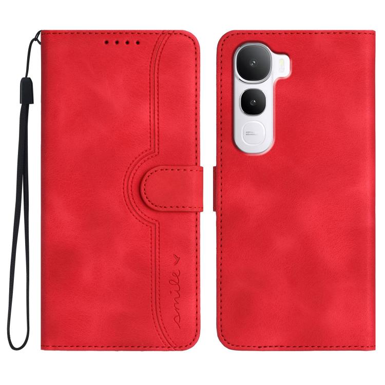 

For vivo Y400 5G Heart Pattern Skin Feel Leather Phone Case(Red)
