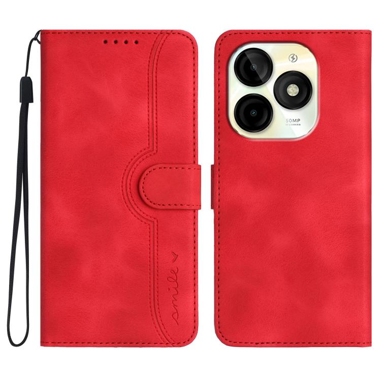

For Itel P65C Heart Pattern Skin Feel Leather Phone Case(Red)