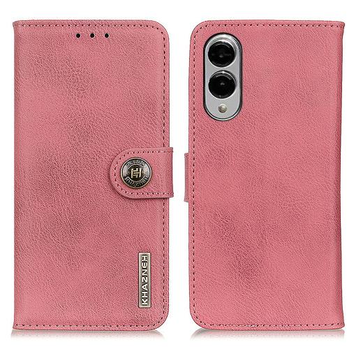 

For Samsung Galaxy S25 Edge 5G KHAZNEH Cowhide Texture Horizontal Flip Leather Phone Case(Pink)