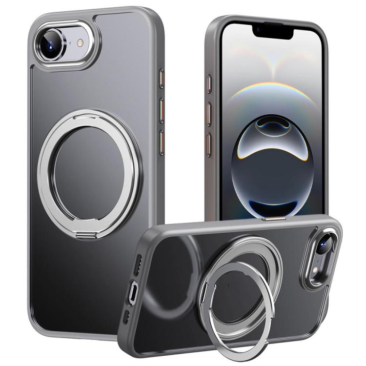 

For iPhone 16e Frosted 360 Degree MagSafe Magnetic Holder Phone Case(Grey)