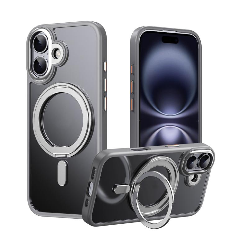 

For iPhone 17 Frosted 360 Degree MagSafe Magnetic Holder Phone Case(Grey)