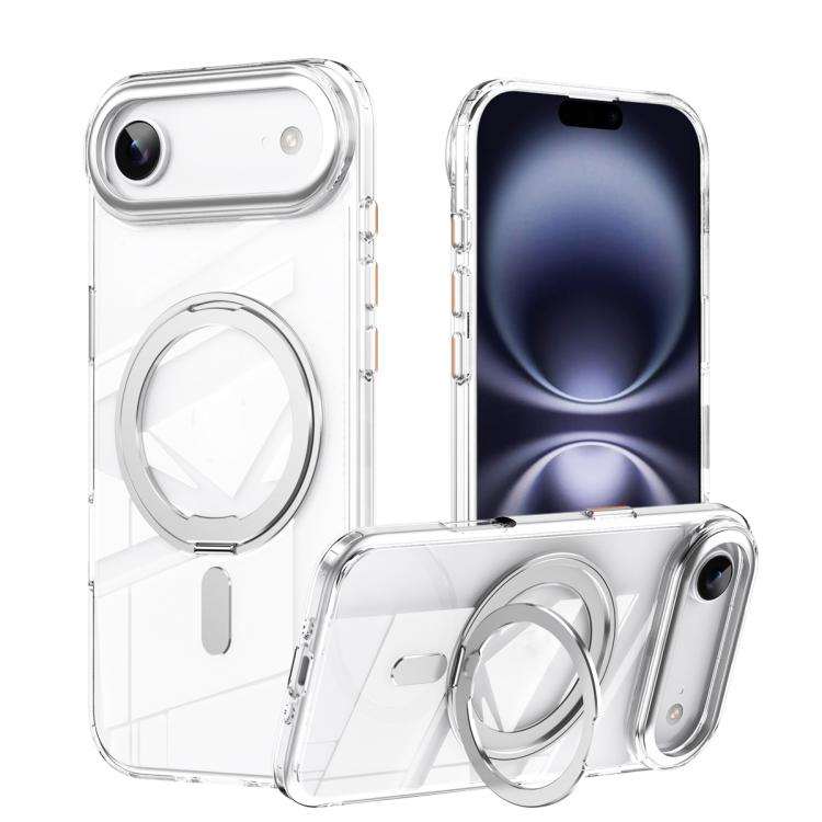 

For iPhone Air Frosted 360 Degree MagSafe Magnetic Holder Phone Case(Silver)