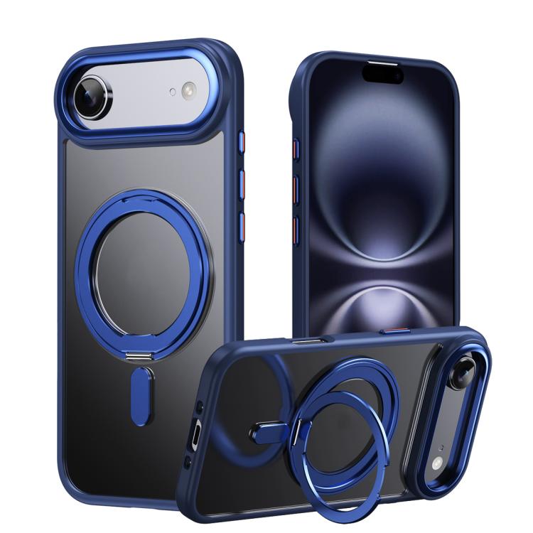 

For iPhone 17 Air Frosted 360 Degree MagSafe Magnetic Holder Phone Case(Blue)