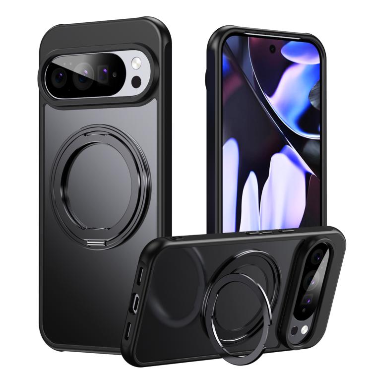 For Google Pixel 11 Pro XL Frosted 360 Degree MagSafe Magnetic Holder Phone Case(Black)