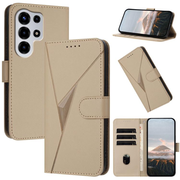

For Itel Super 26 Ultra Triangle Pattern Buckle Clasp Leather Phone Case(Gold)