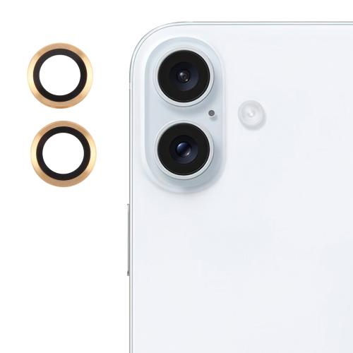 

For iPhone 16 / 16 Plus Back Camera Cover 9H Tempered Glass Lens Film(Gold)
