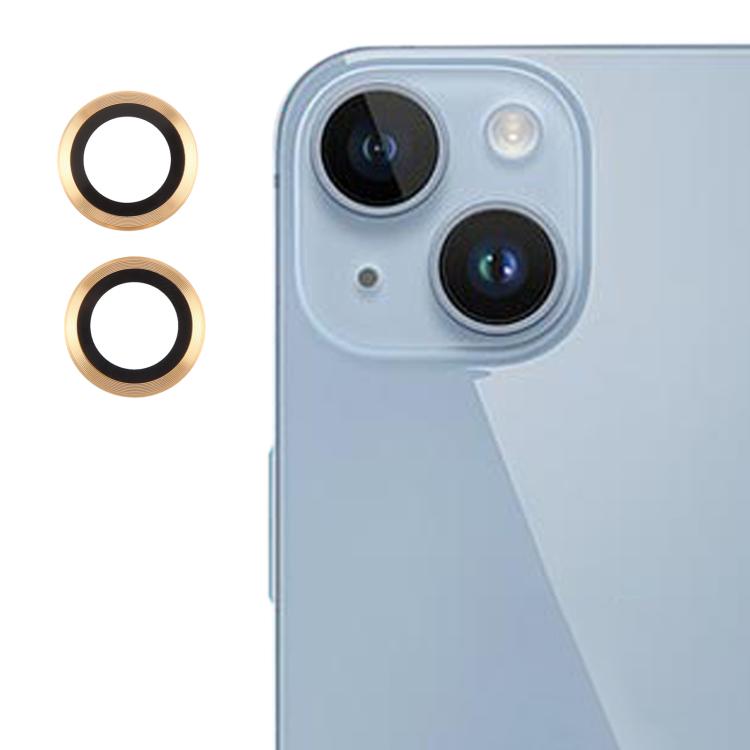 

For iPhone 15 Plus / 15 / 14 Plus / 14 Back Camera Cover 9H Tempered Glass Lens Film(Gold)