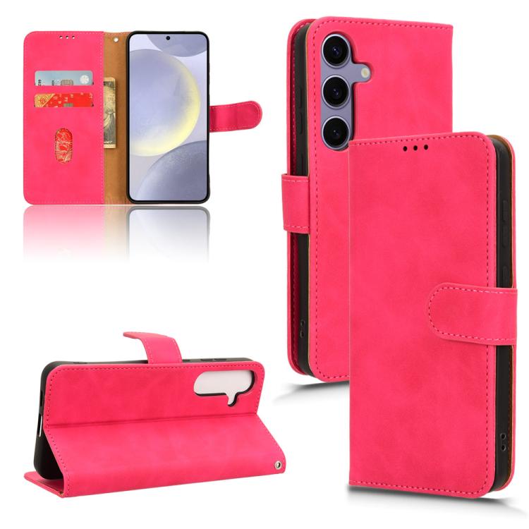 

For Samsung Galaxy S25 5G Skin Feel Magnetic Flip Leather Phone Case(Rose Red)