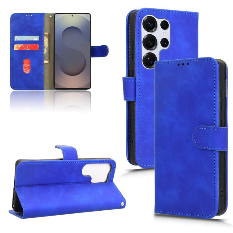 

For Samsung Galaxy S25 Ultra 5G Skin Feel Magnetic Flip Leather Phone Case(Blue)