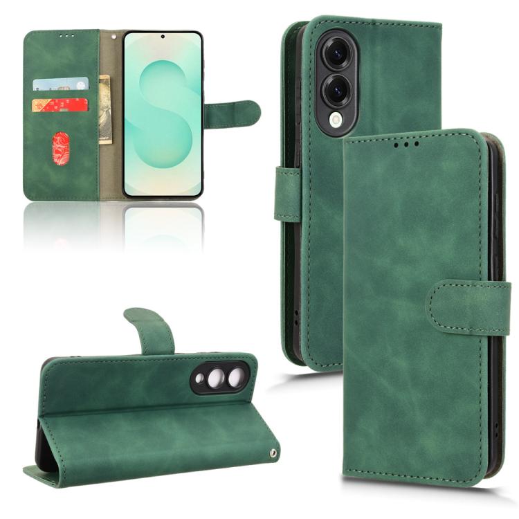 

For Samsung Galaxy S25 Edge 5G Skin Feel Magnetic Flip Leather Phone Case(Green)