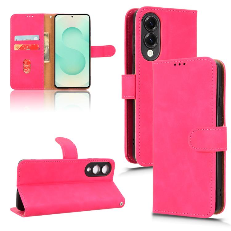 

For Samsung Galaxy S25 Edge 5G Skin Feel Magnetic Flip Leather Phone Case(Rose Red)