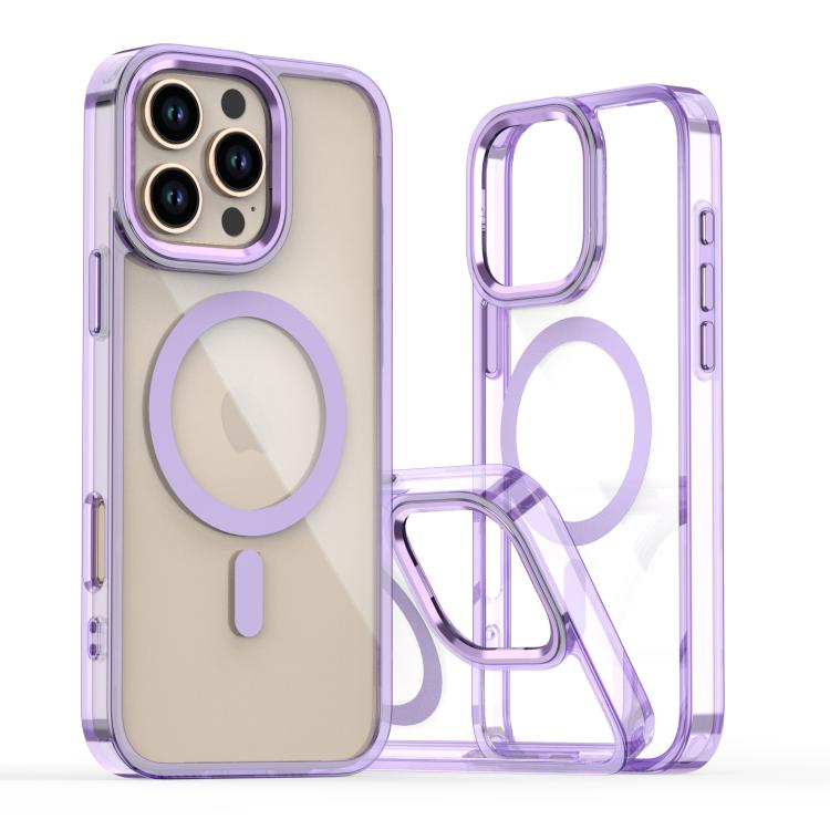 

For iPhone 16 Pro Max MagSafe Magnetic Clear Phone Case(Purple)