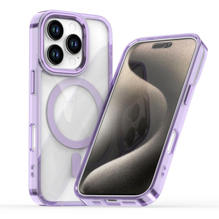 

For iPhone 16 Pro MagSafe Magnetic Clear Phone Case(Purple)