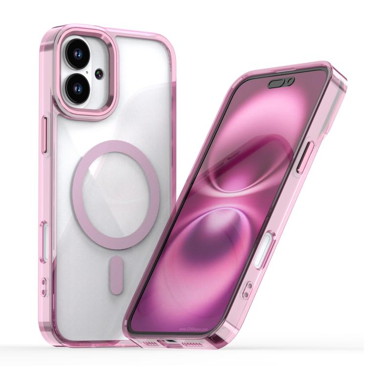 

For iPhone 16 Plus MagSafe Magnetic Clear Phone Case(Pink)