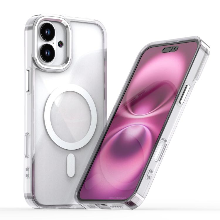 

For iPhone 16 MagSafe Magnetic Clear Phone Case(White)