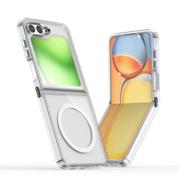 

For Samsung Galaxy Z Flip6 MagSafe Magnetic Clear Phone Case(White)