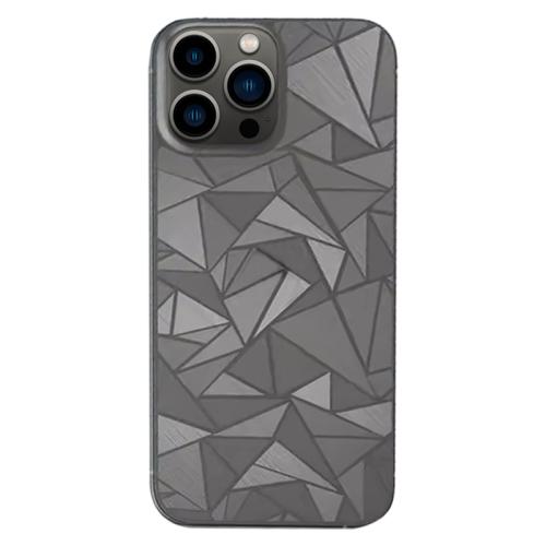 

For iPhone 16 Pro Max Rhombus Pattern Sticker Frosted Phone Back Film(Silver)