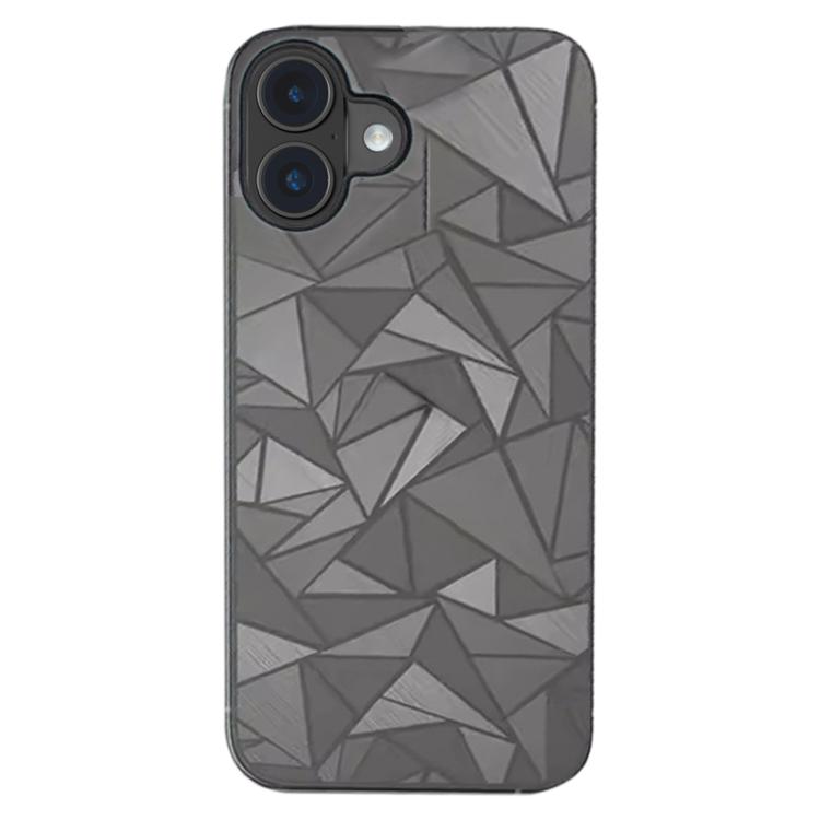 

For iPhone 16 Rhombus Pattern Sticker Frosted Phone Back Film(Silver)