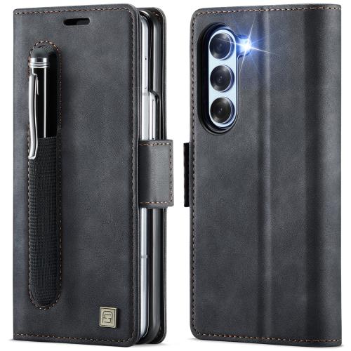 

For Samsung Galaxy Z Fold6 5G AutSpace A11 Side Buckle MagSafe Magnetic RFID Phone Leather Case(Black)