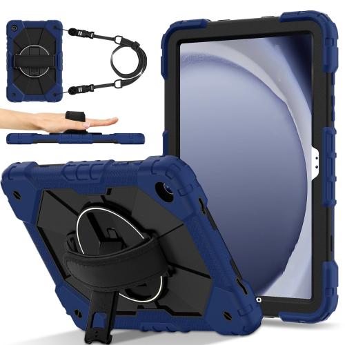 

For Samsung Galaxy Tab A9+ Contrast Color Robot Silicone Hybrid PC Tablet Case(Navy Black)