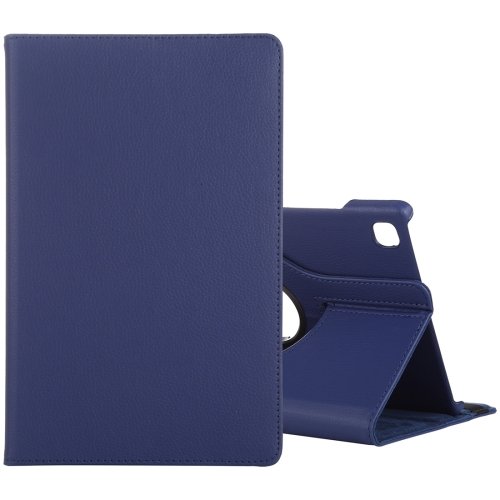 

For Samsung Galaxy Tab A7 T500 Litchi Texture Horizontal Flip 360 Degrees Rotation Leather Case with Holder(Blue)