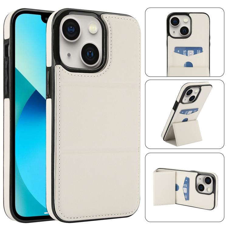 

For iPhone 14 Tri-fold Holder Leather Phone Case with Card Slot(White)